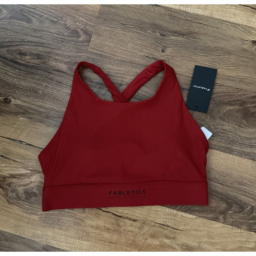 NWT Fabletics Women's No-Bounce High Impact Sports Performance Bra Red Medium